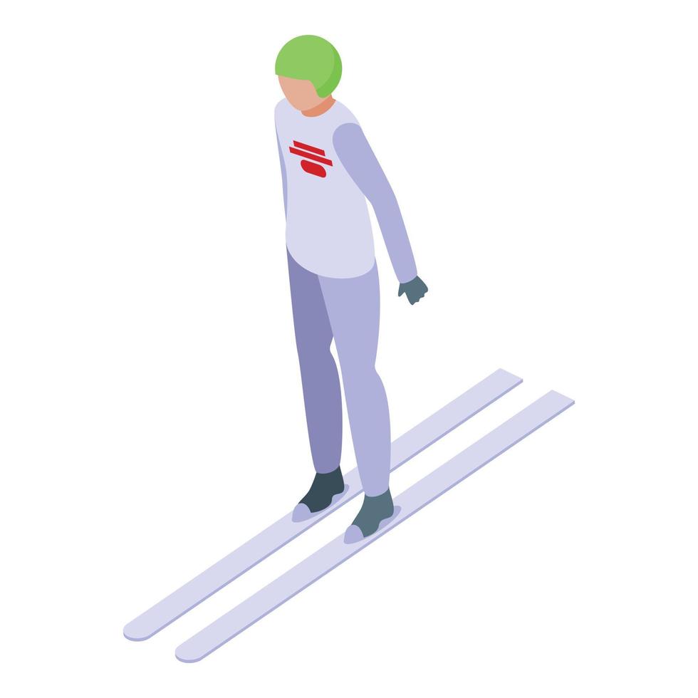 vecteur isométrique d'icône de saut à ski de neige. sport d'hiver