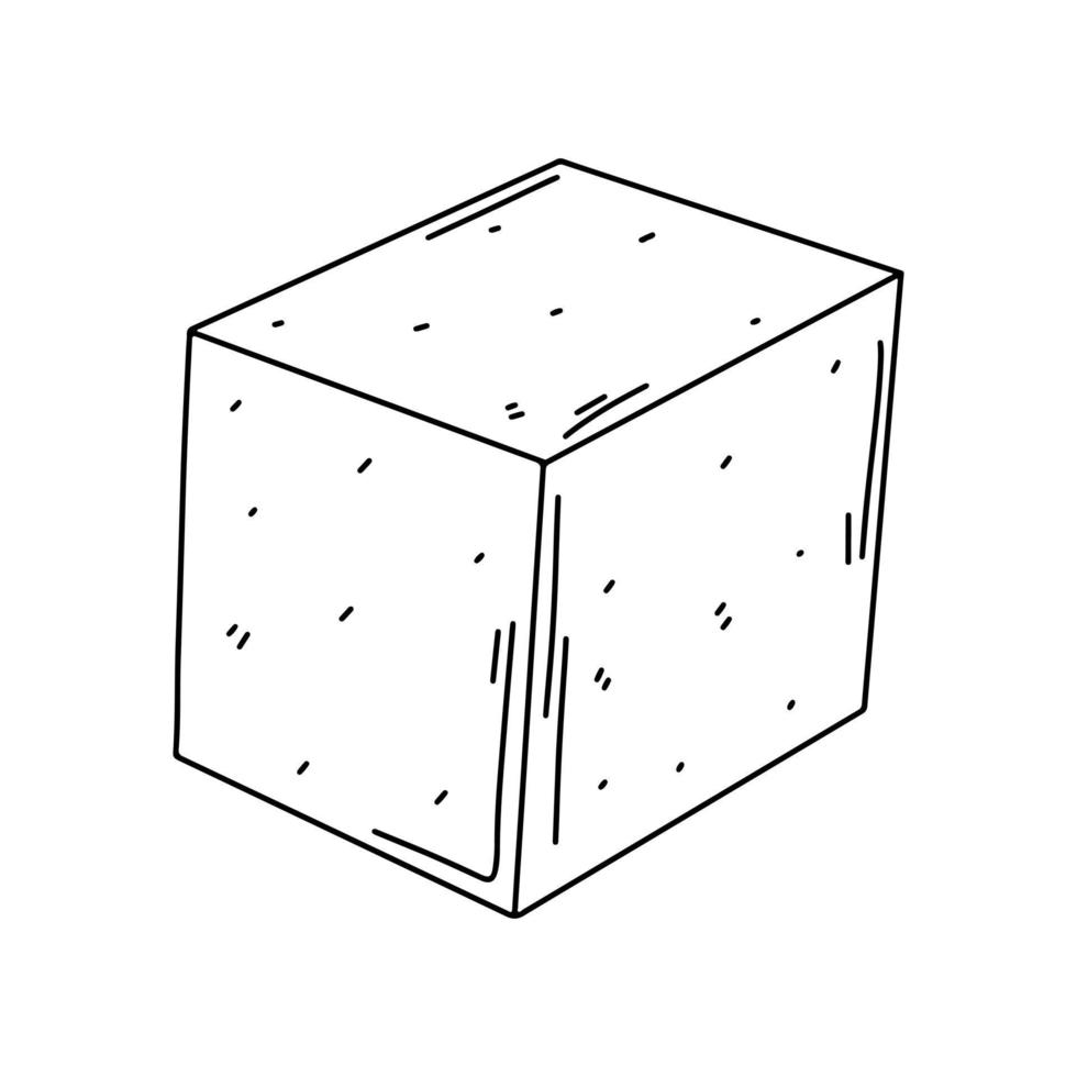 cube dans un style doodle dessiné à la main. isolé sur fond blanc. coloriage. vecteur