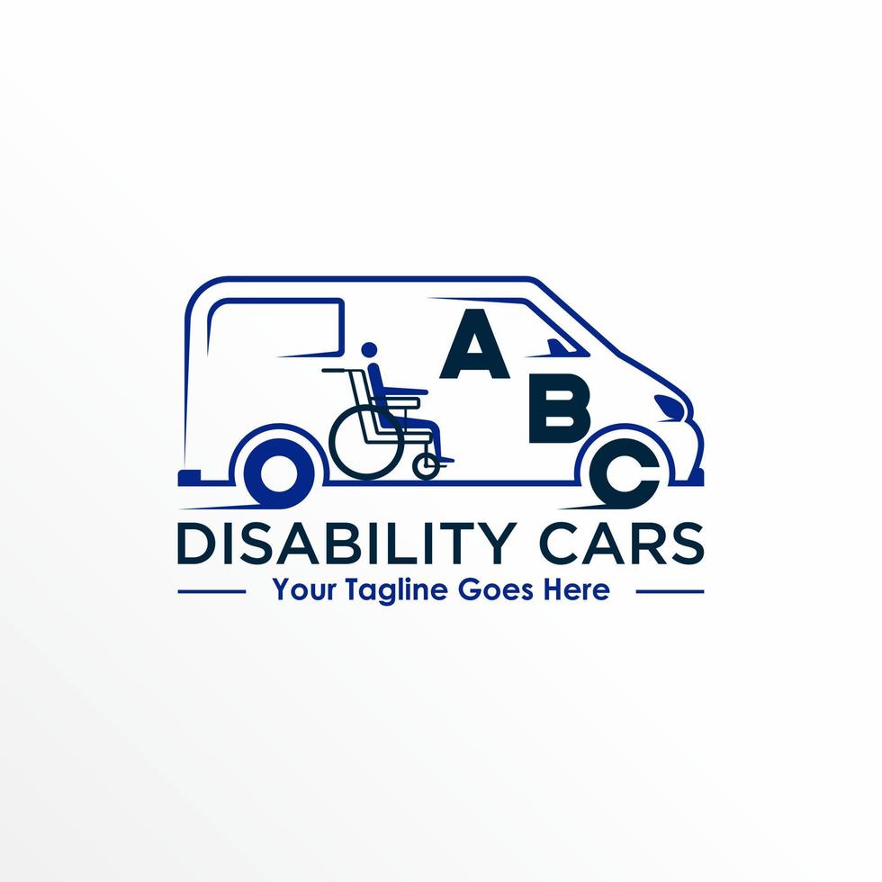 camionnettes voiture et fauteuil roulant image graphique icône logo design gratuit concept abstrait vecteur stock. peut être utilisé comme symbole lié au handicap ou au transport.