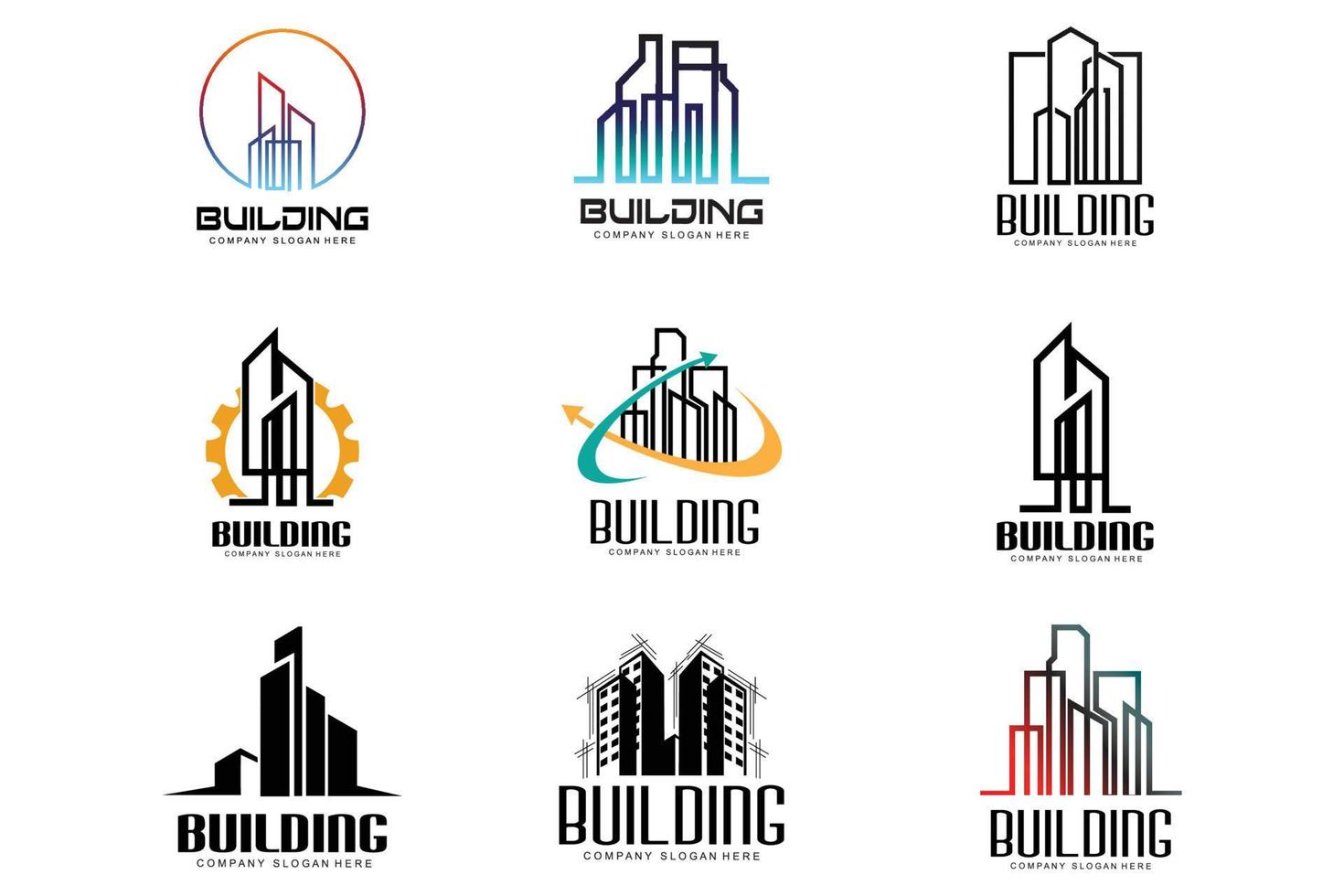 logo de conception de maison, logo de bâtiment, icône de société immobilière et de construction vecteur