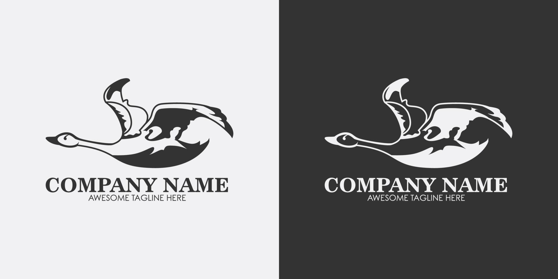 modèle de concept de conception de logo cygne avec variante de couleur noir et blanc design 03 vecteur