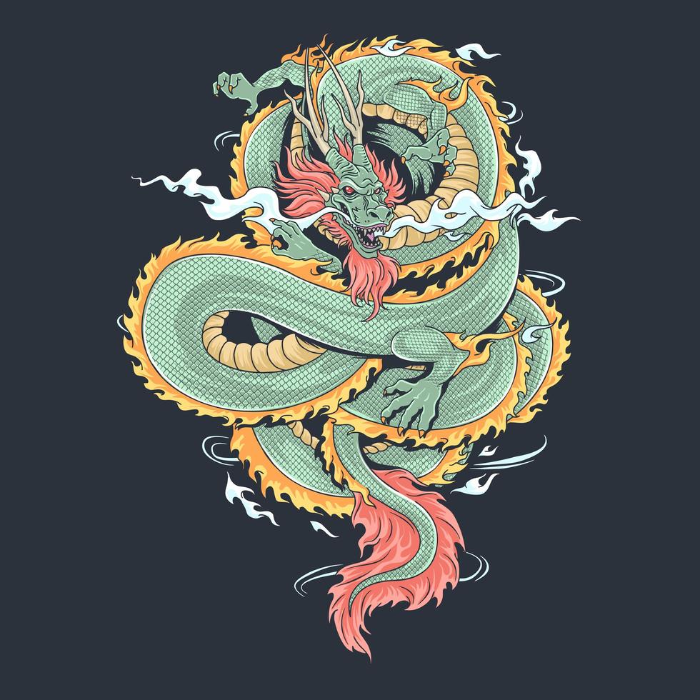 un dragon qui a l'air féroce et cool, vecteur