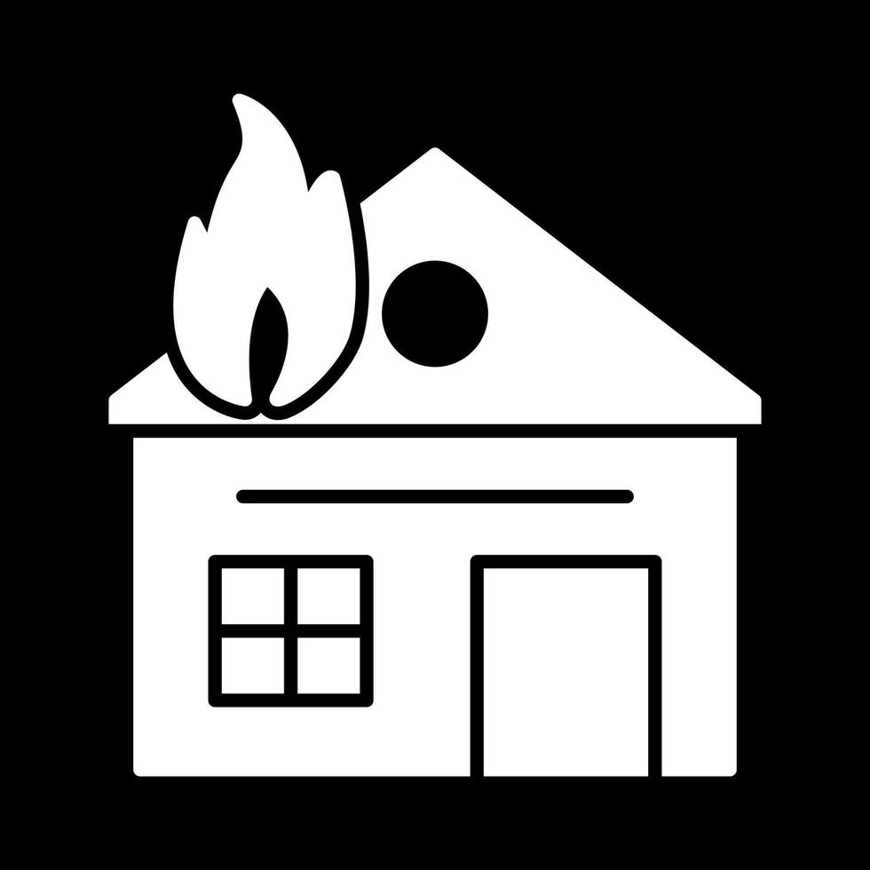 icône de vecteur de maison unique en feu