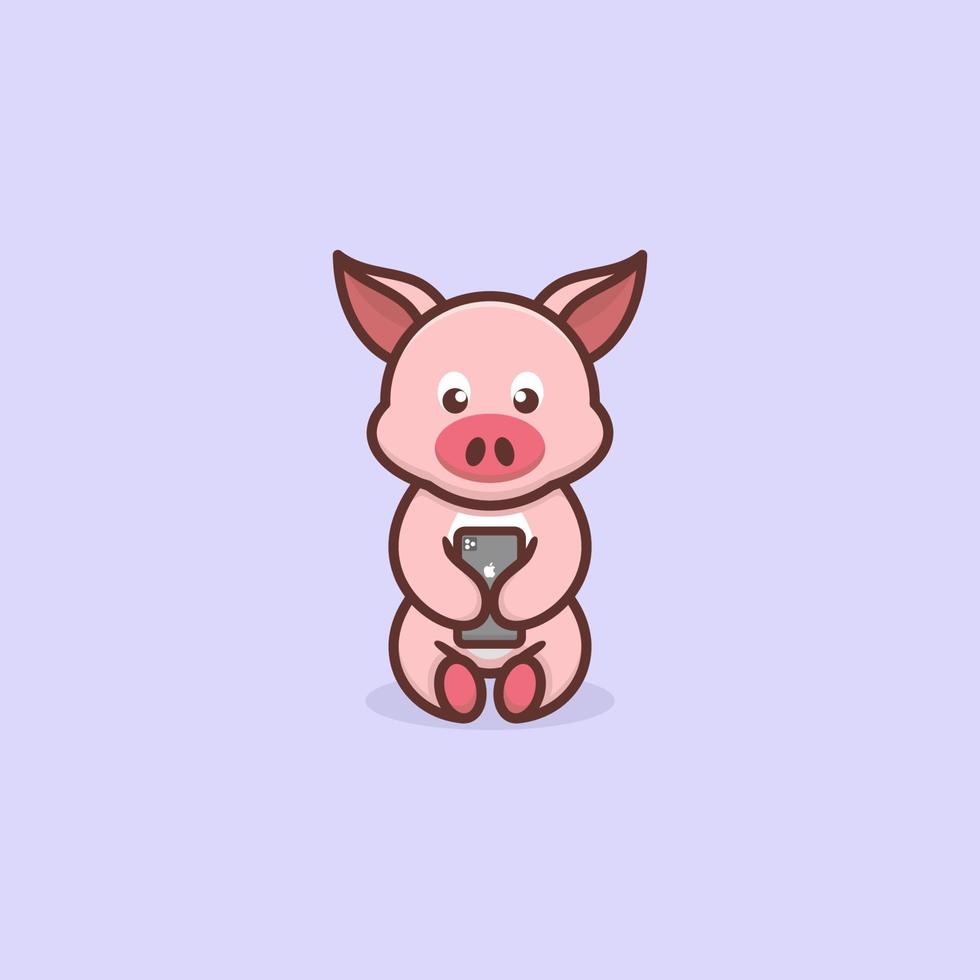 création de logo de concept de cochon mignon vecteur