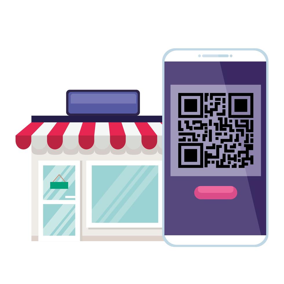 code qr à l'intérieur du smarpthone et de la conception de vecteur de magasin