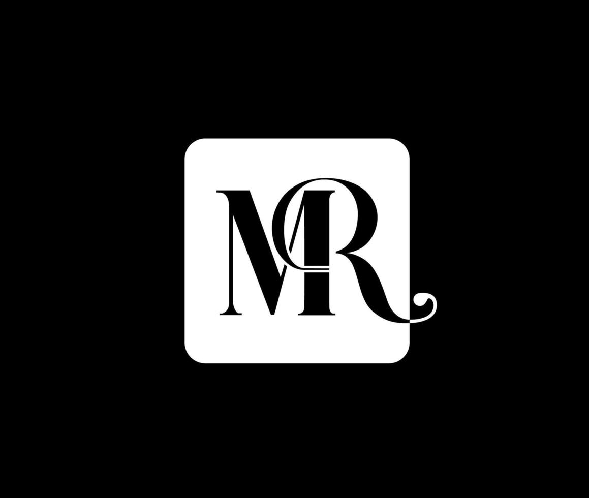 monogramme des lettres initiales de la société mr. monogramme de monsieur royal en noir et blanc. logo de monsieur royal. vecteur