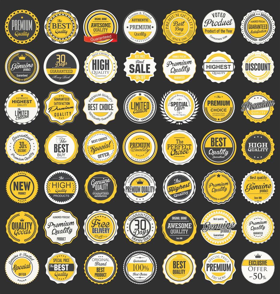 collection de badges et étiquettes vintage rétro vecteur