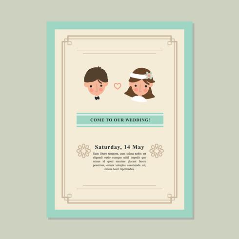 Invitation de mariage mignon couple vecteur