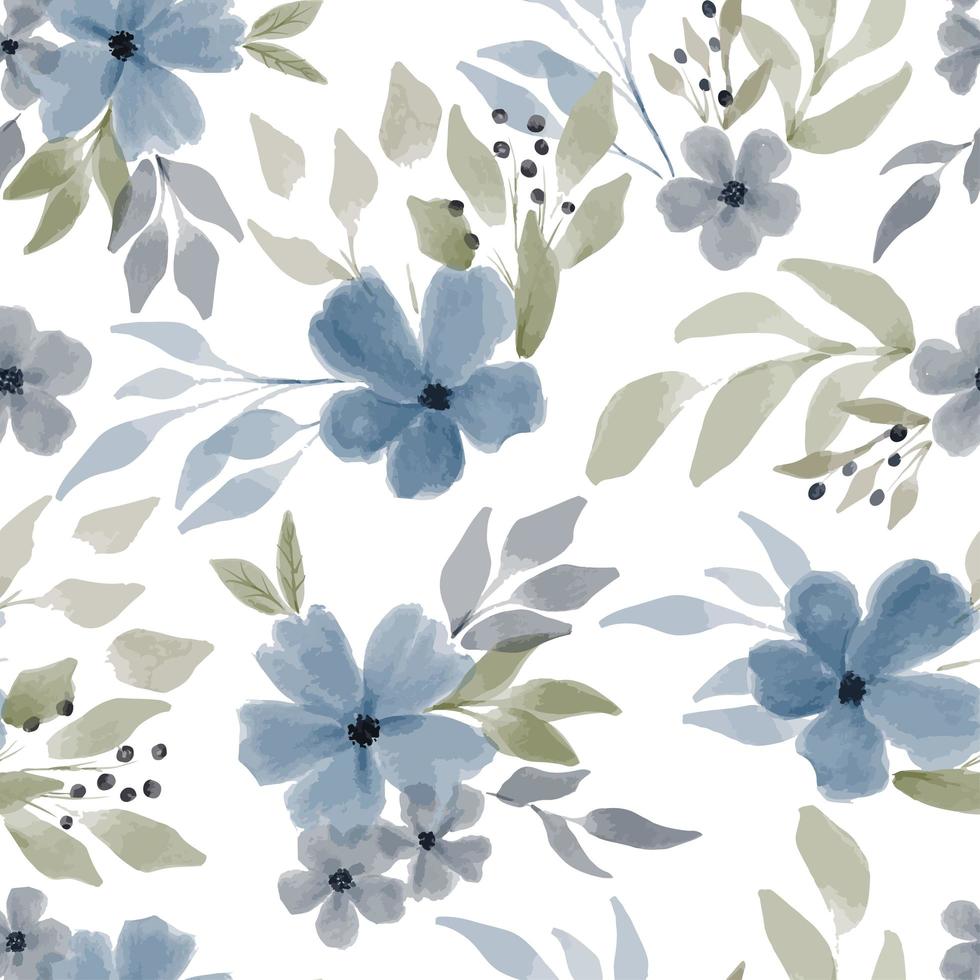 modèle sans couture floral bleu aquarelle vecteur