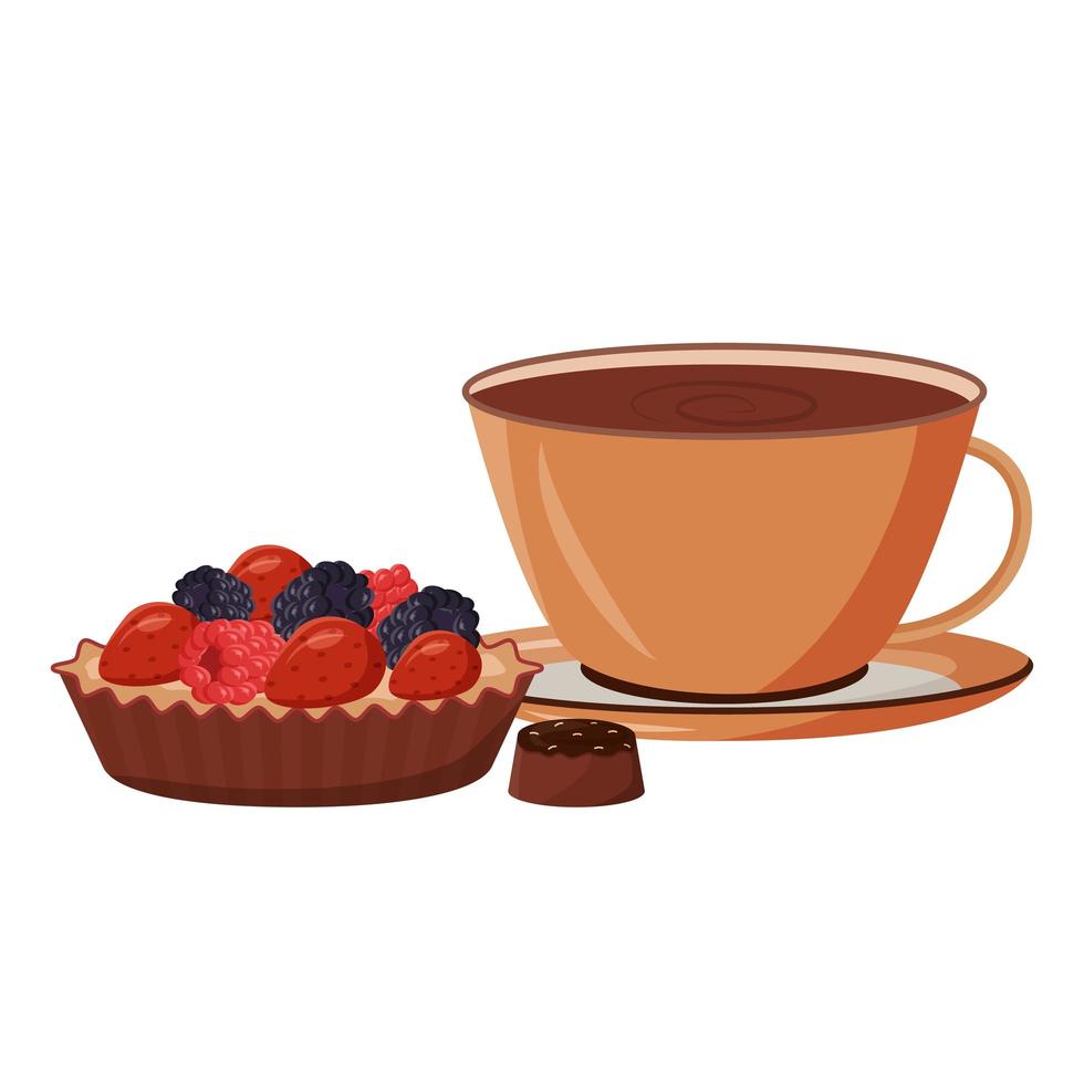 illustration vectorielle de café et gâteau dessin animé vecteur