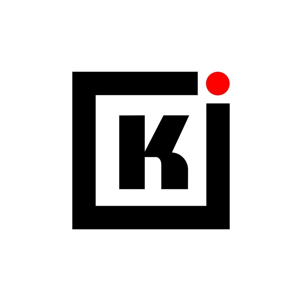 k avec monogramme point rouge. k logo carré. vecteur