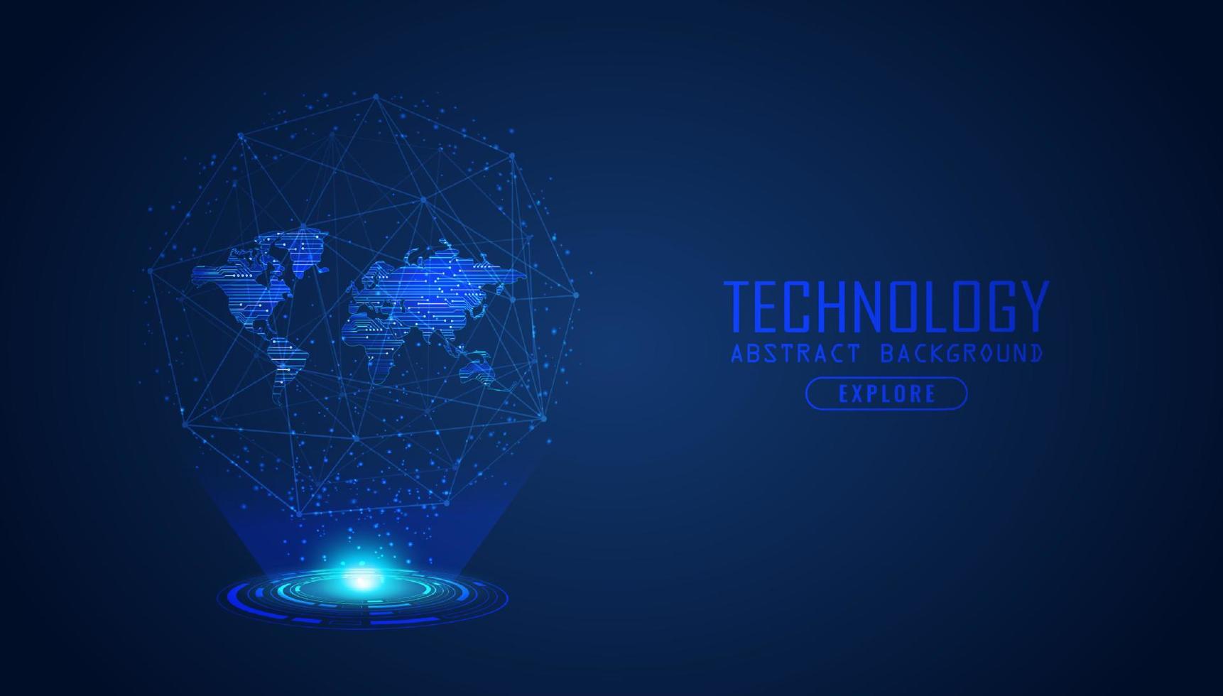 holographe de carte du monde moderne sur fond de technologie vecteur