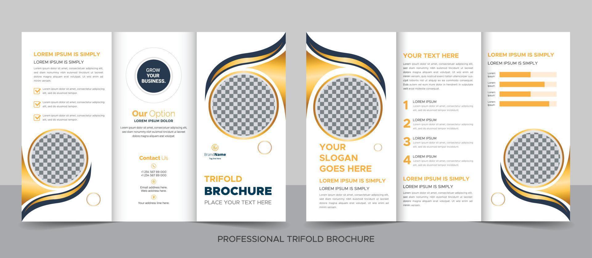 modèle de conception de brochure à trois volets pour votre entreprise, votre entreprise, votre entreprise, votre publicité, votre marketing, votre agence et votre activité Internet. vecteur