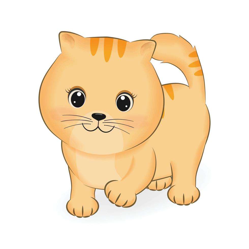 mignon petit chat orange, illustration de dessin animé animal vecteur