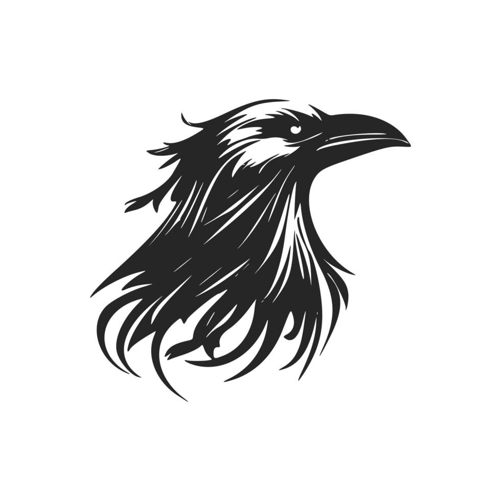 donnez un look élégant et classe à votre marque avec un logo corbeau noir et blanc vecteur