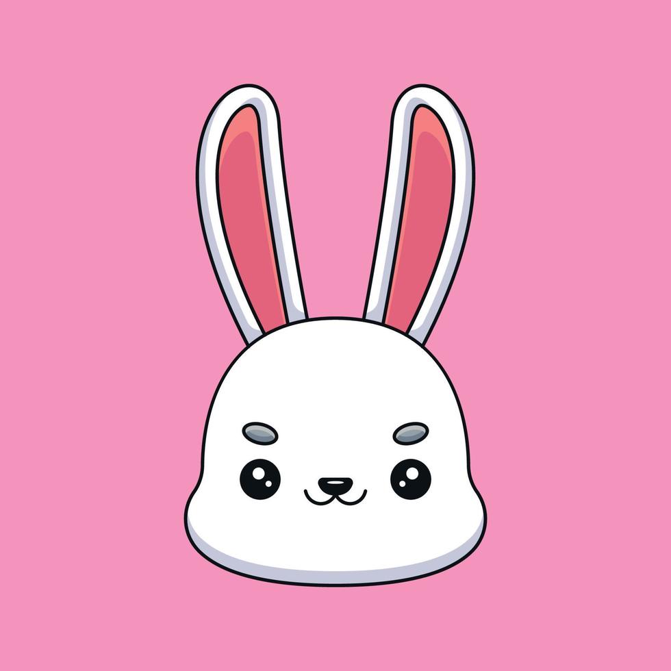 mignon lapin tête dessin animé mascotte doodle art dessiné à la main contour concept vecteur kawaii icône illustration