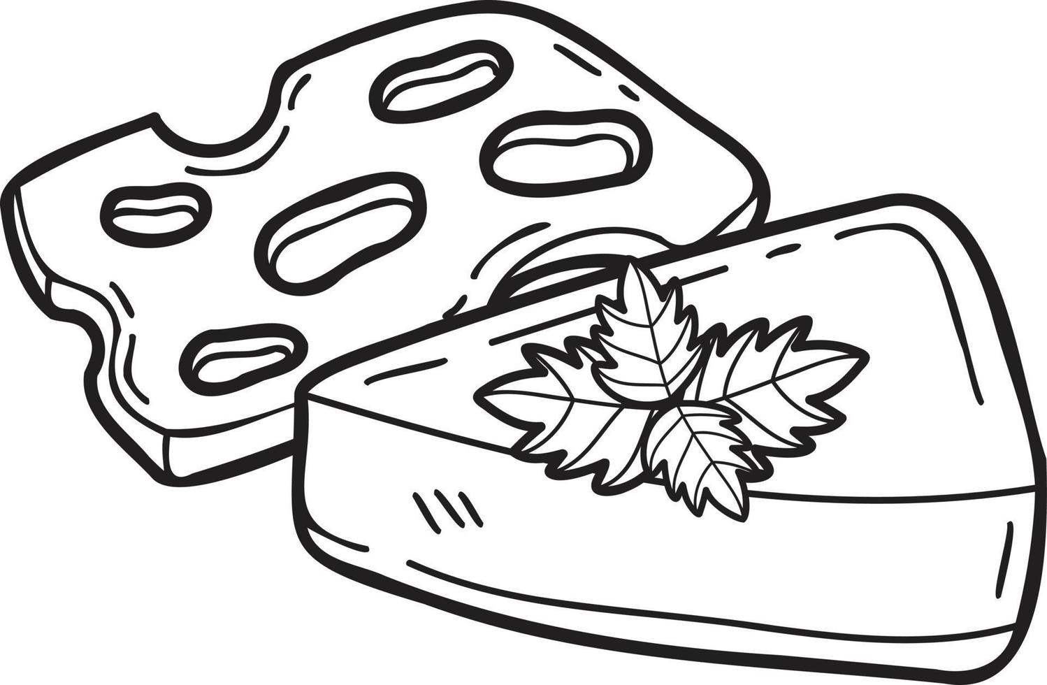 illustration de fromage en tranches dessinée à la main dans un style doodle vecteur