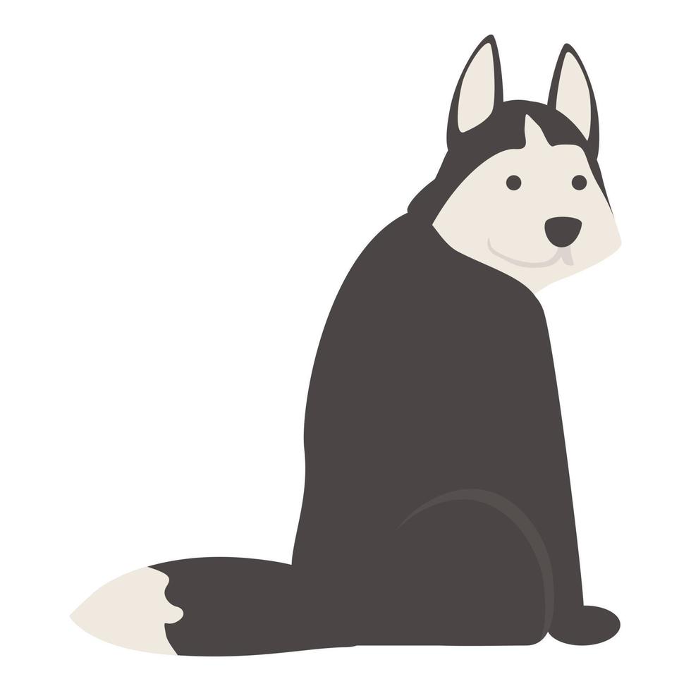 vecteur de dessin animé d'icône husky triste. loup mignon