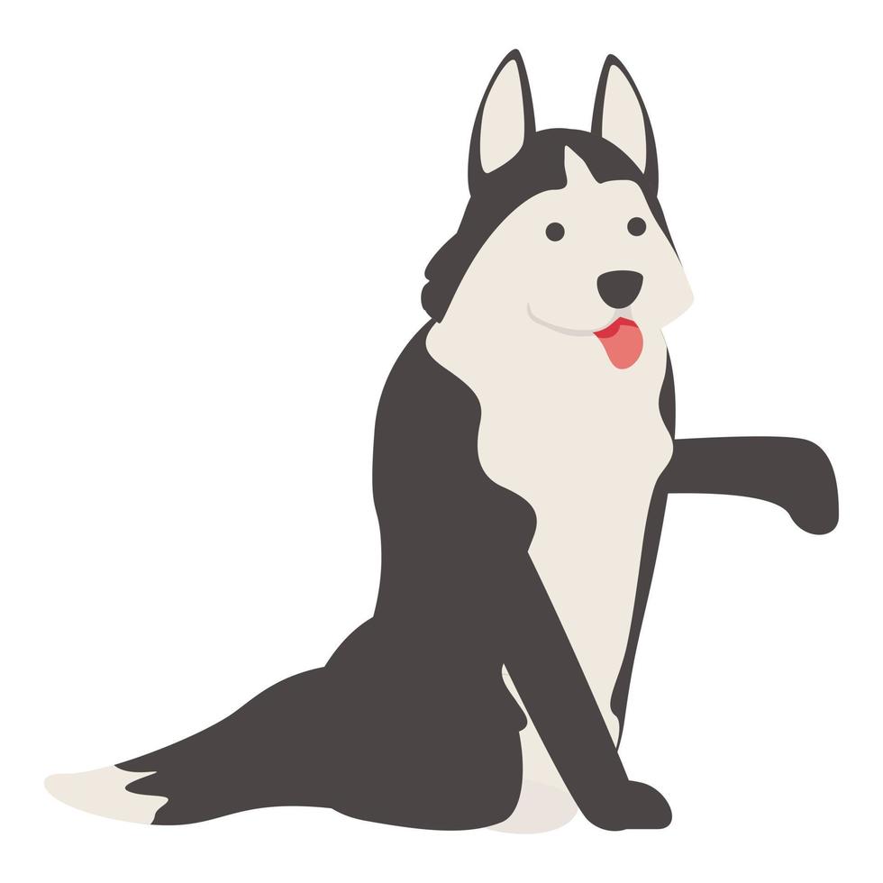 husky donne un vecteur de dessin animé d'icône de patte. visage mignon