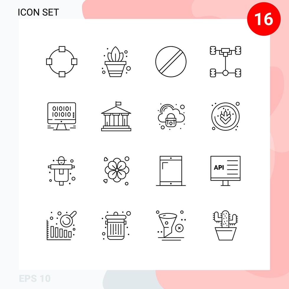 16 contours vectoriels thématiques et symboles modifiables des données de gestion médecine mécanique voiture éléments de conception vectoriels modifiables vecteur