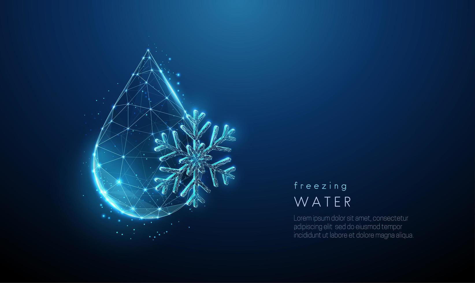 low poly goutte d'eau et flocon de neige. vecteur