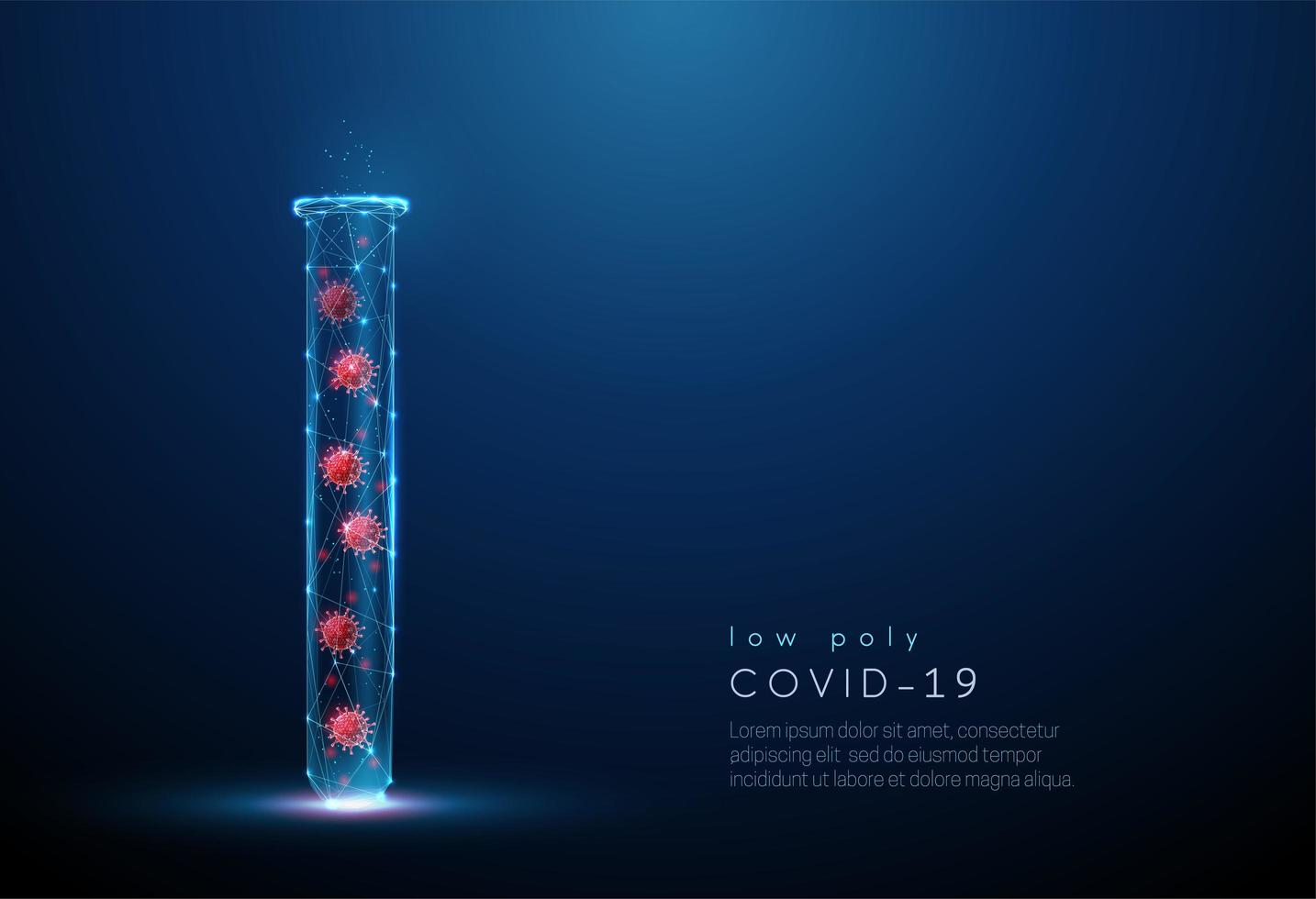 tube avec coronavirus à l'intérieur. conception de style low poly. vecteur