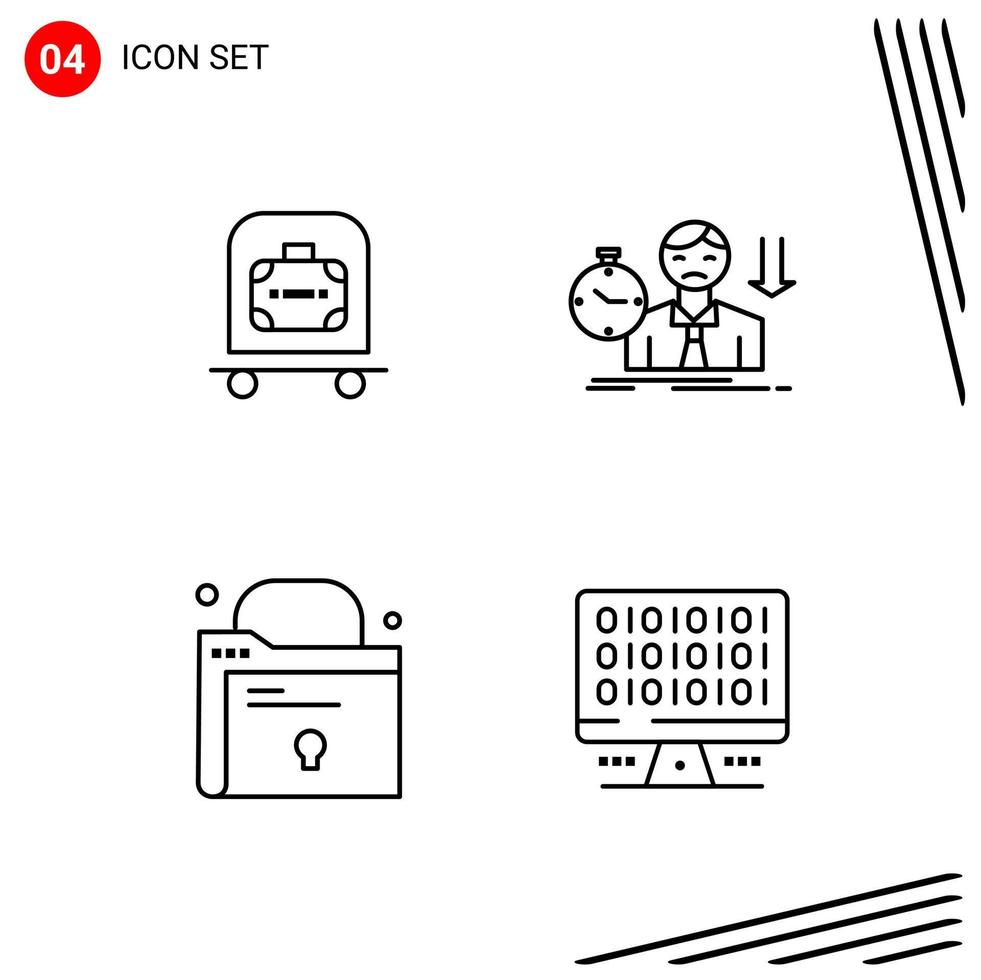 collection de 4 icônes vectorielles dans le style de ligne pixle symboles de contour parfaits pour les signes d'icône de ligne web et mobile sur fond blanc 4 icônes vecteur