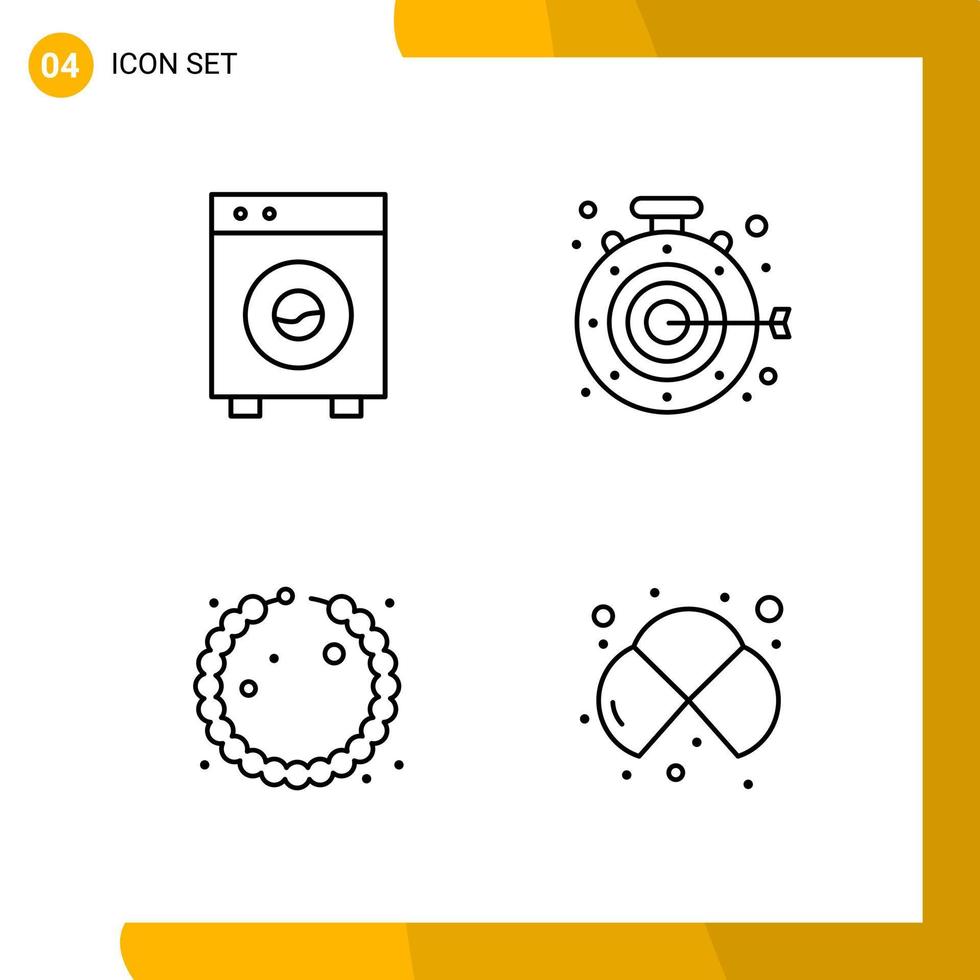 4 symboles de contour de pack d'icônes de style de ligne de jeu d'icônes isolés sur fond blanc pour la conception de sites Web réactifs vecteur