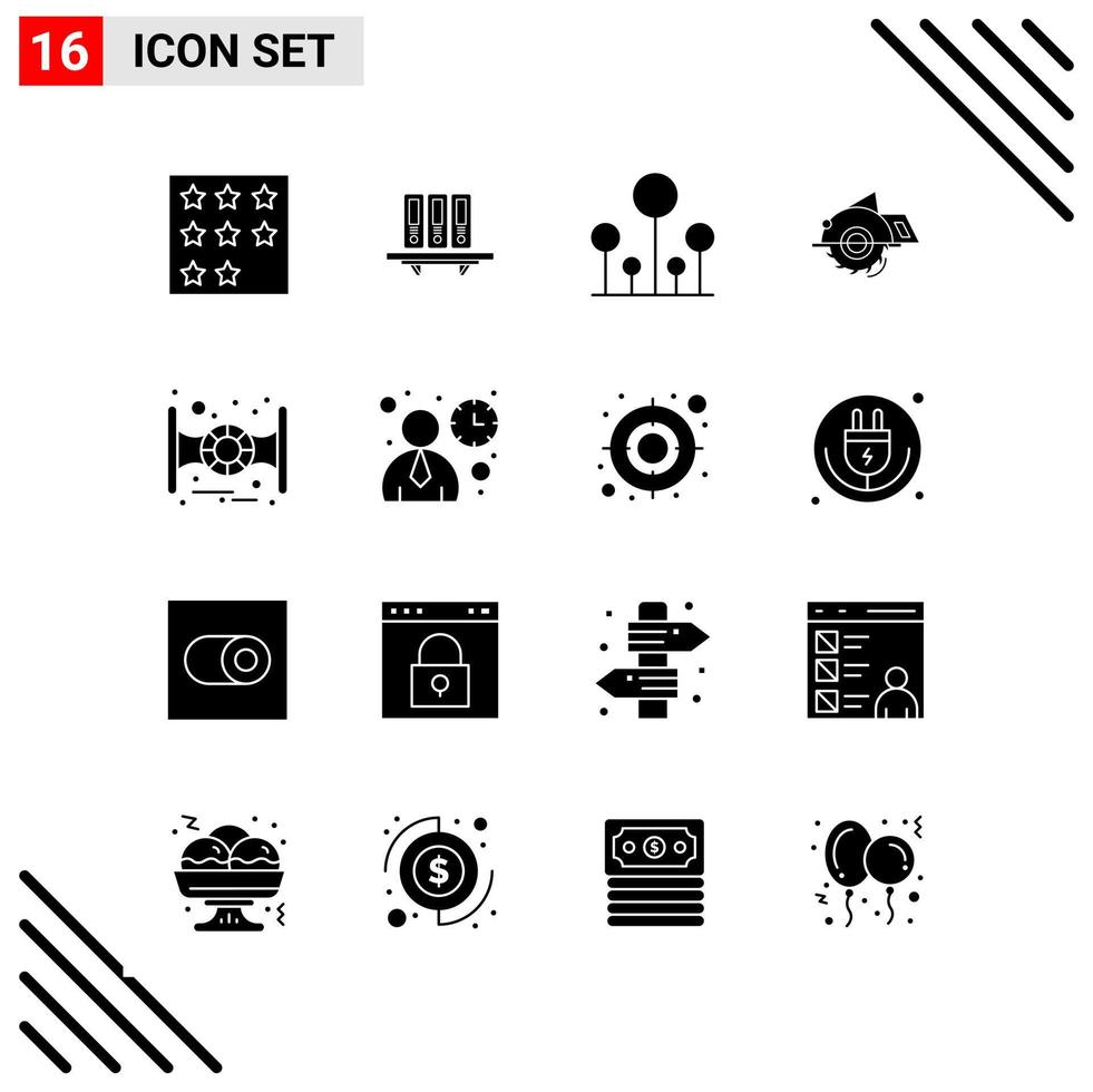 ensemble parfait de pixels de 16 icônes solides jeu d'icônes de glyphes pour la conception de sites Web et l'interface d'applications mobiles vecteur