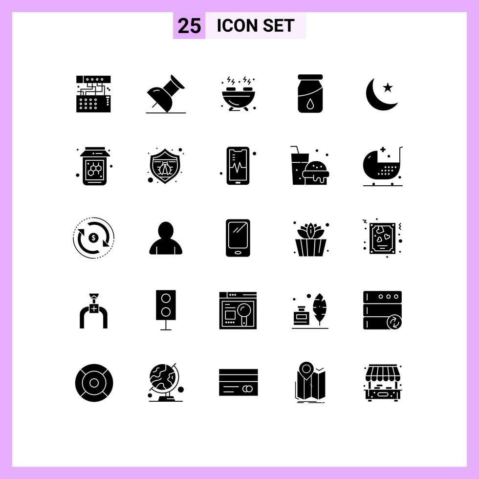 pack d'icônes vectorielles de stock de 25 signes et symboles de ligne pour les éléments de conception vectoriels modifiables de drogue de nuit de nourriture d'abeille vecteur