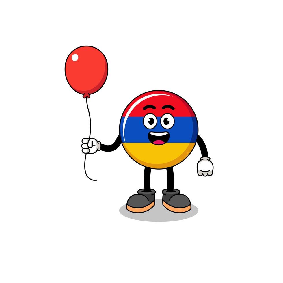 dessin animé du drapeau arménien tenant un ballon vecteur