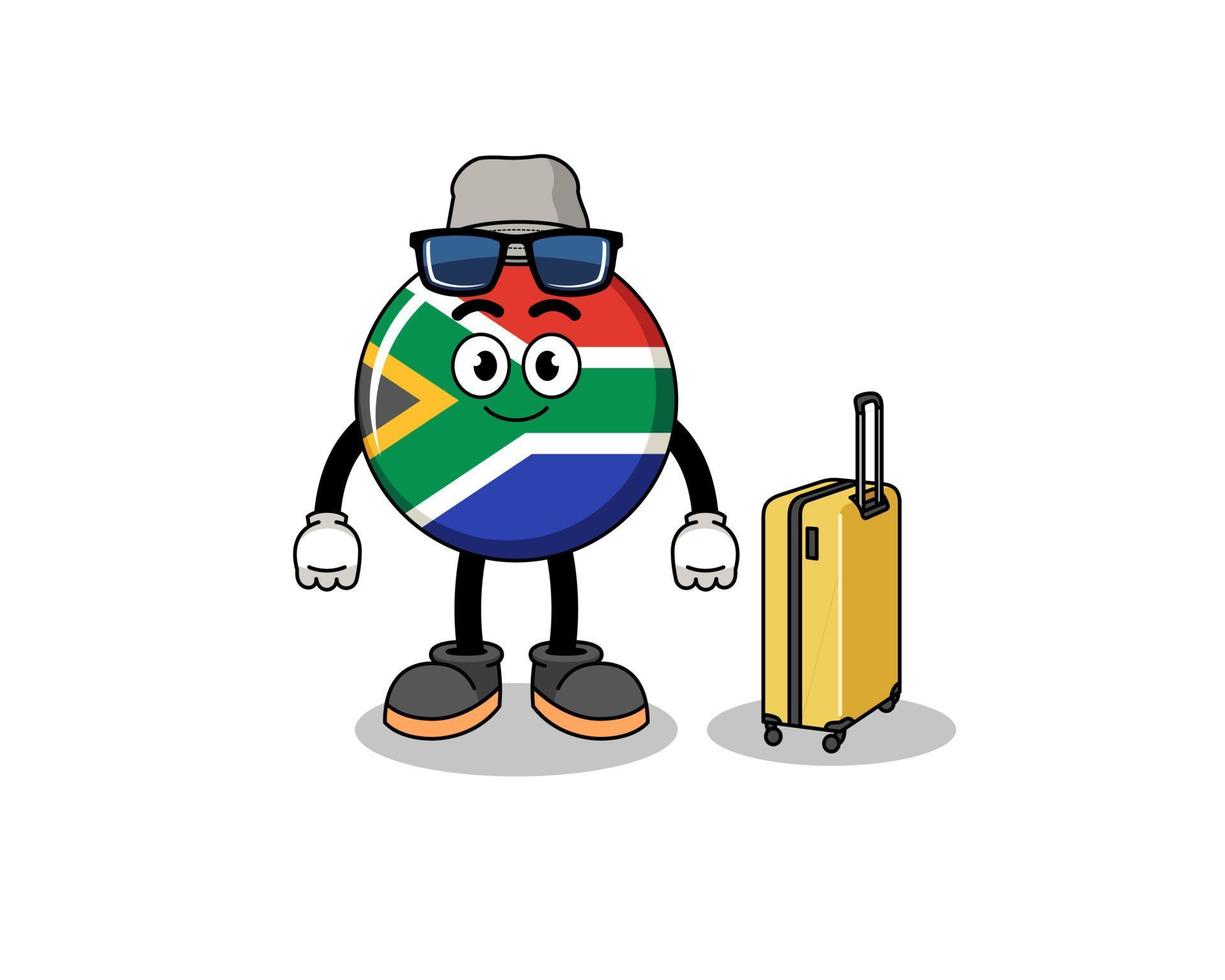 mascotte du drapeau de l'afrique du sud faisant des vacances vecteur