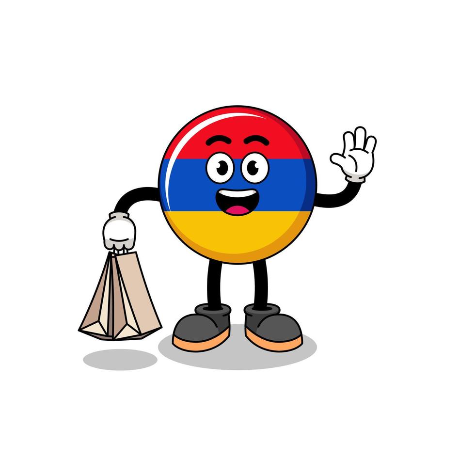 dessin animé du drapeau de l'arménie shopping vecteur