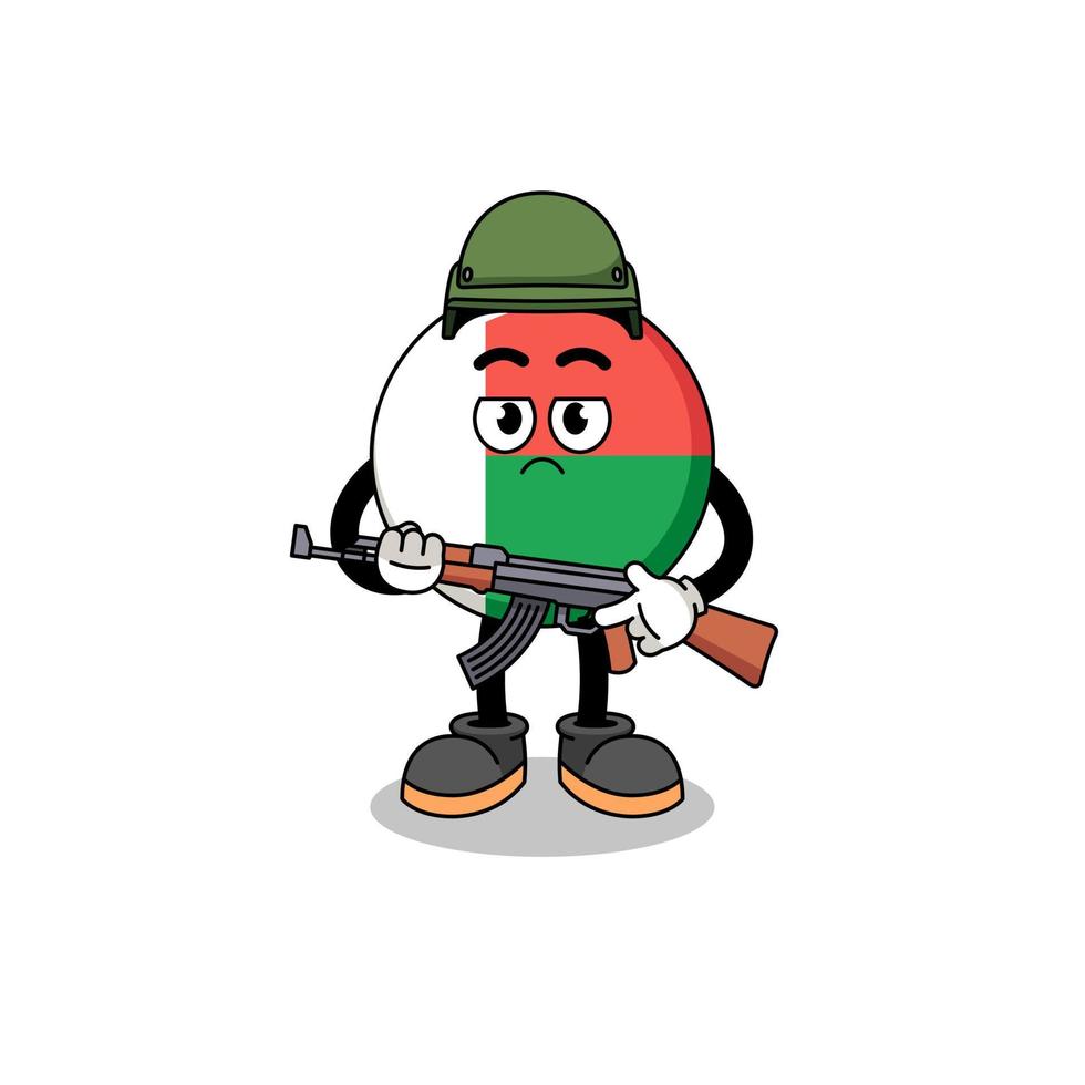 caricature du soldat du drapeau de madagascar vecteur