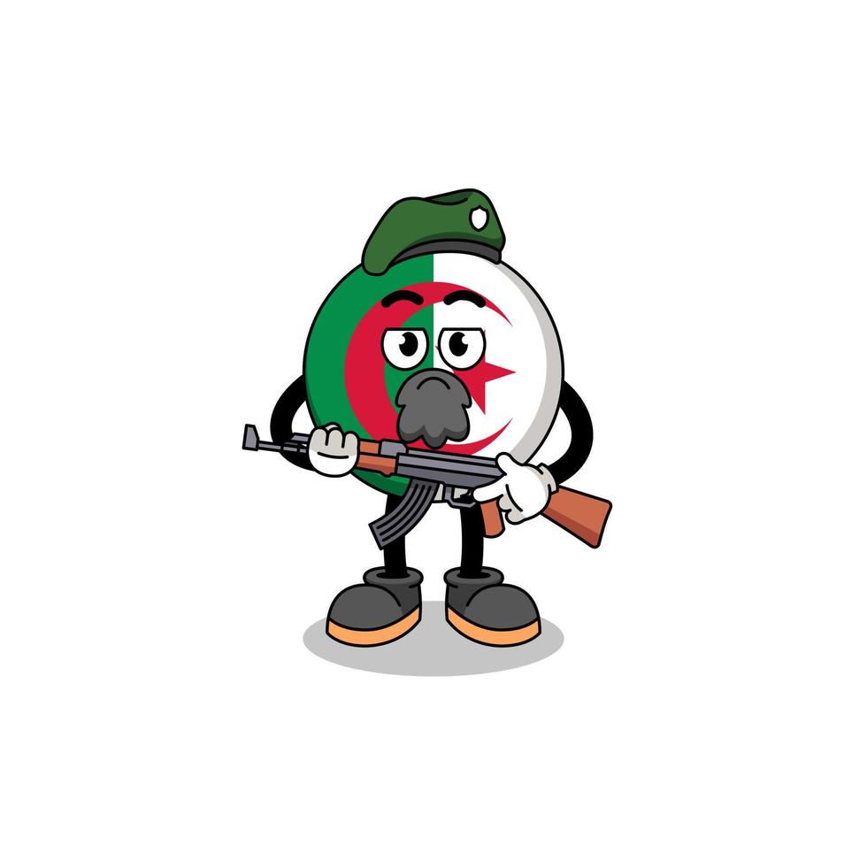 personnage de dessin animé du drapeau algérien en tant que force spéciale vecteur