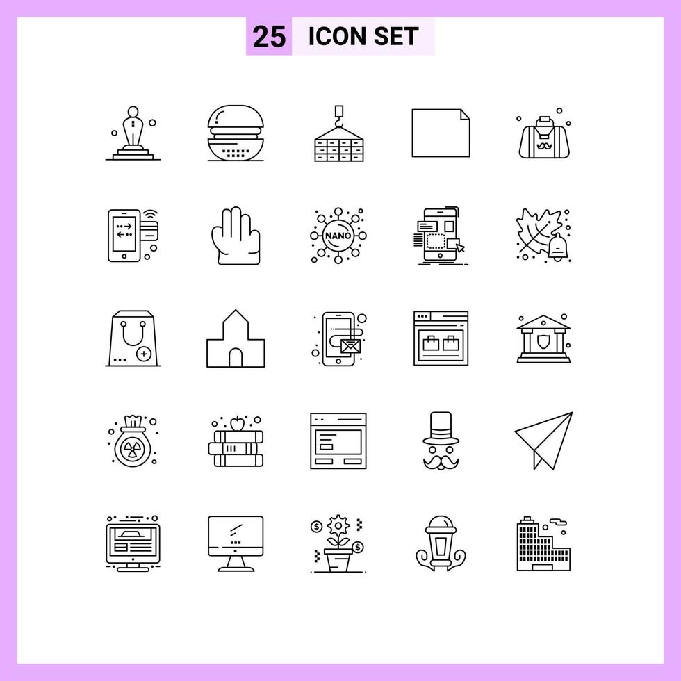 ensemble de 25 symboles d'icônes d'interface utilisateur modernes signes pour papa paysage repas fichier grue éléments de conception vectoriels modifiables vecteur
