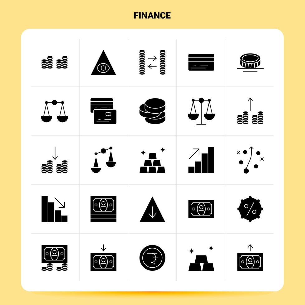 ensemble d'icônes de finance solide 25 conception de style de glyphe vectoriel icônes noires définies illustration vectorielle de conception d'idées d'affaires web et mobile