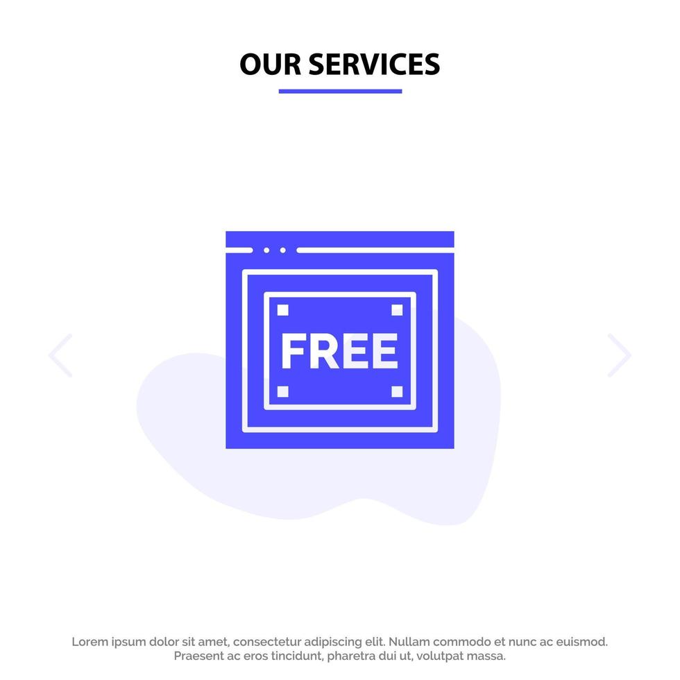 nos services accès gratuit technologie internet modèle de carte web icône glyphe solide gratuit vecteur
