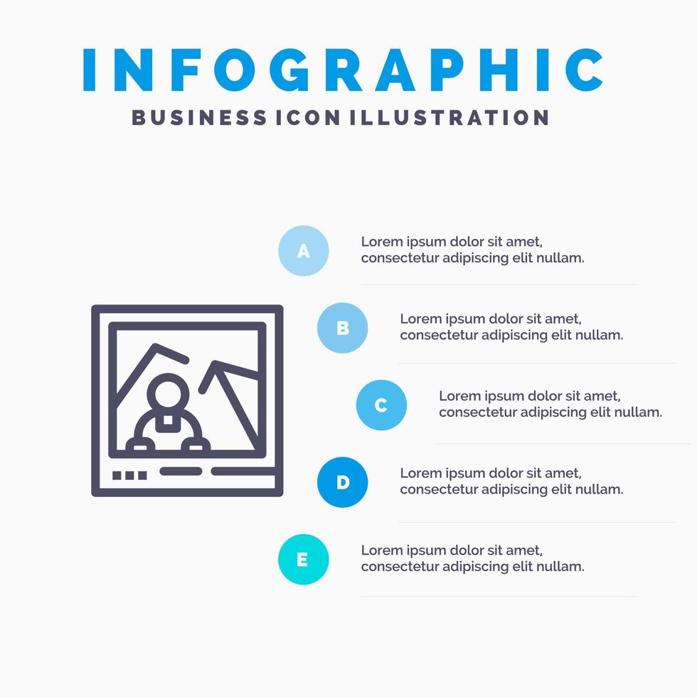 image image point de repère photo bleu infographie modèle 5 étapes vecteur ligne icône modèle