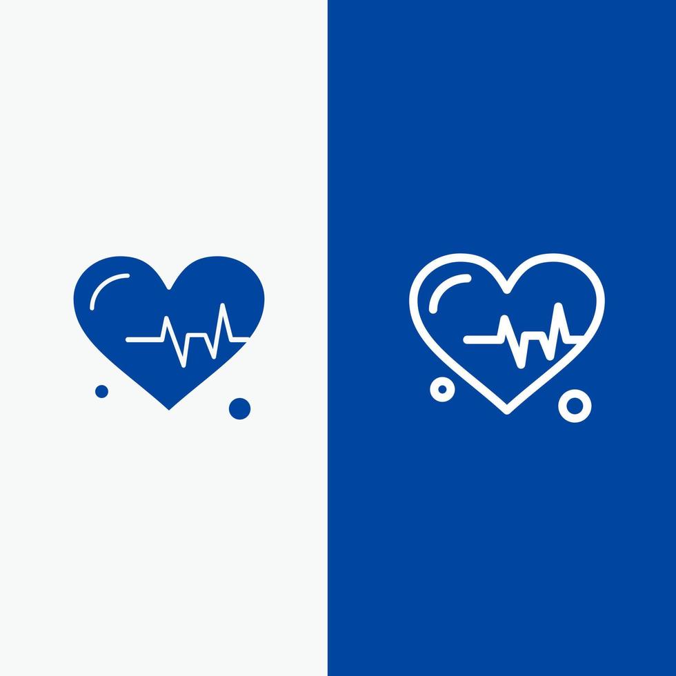 battement de coeur science ligne et glyphe icône solide bannière bleue ligne et glyphe icône solide bannière bleue vecteur