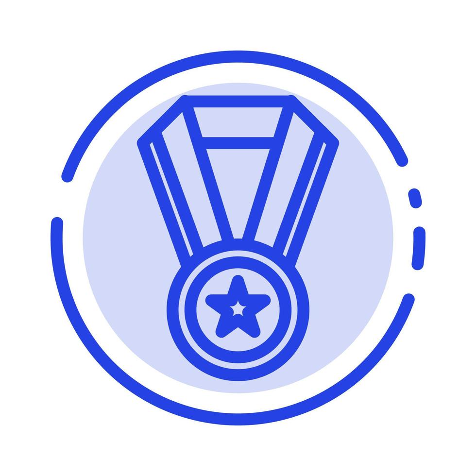 icône de la ligne en pointillé bleu de la médaille de l'éducation vecteur
