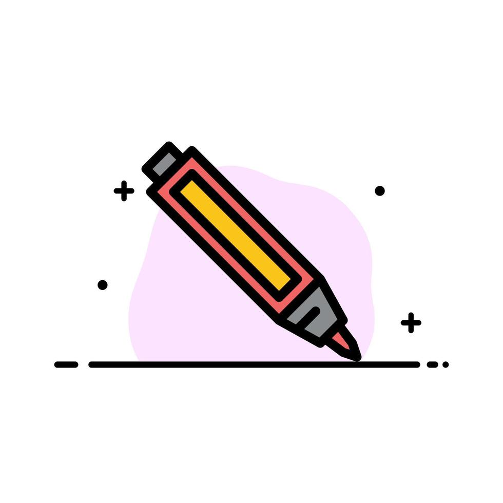 éducation stylo crayon entreprise ligne plate remplie icône vecteur bannière modèle