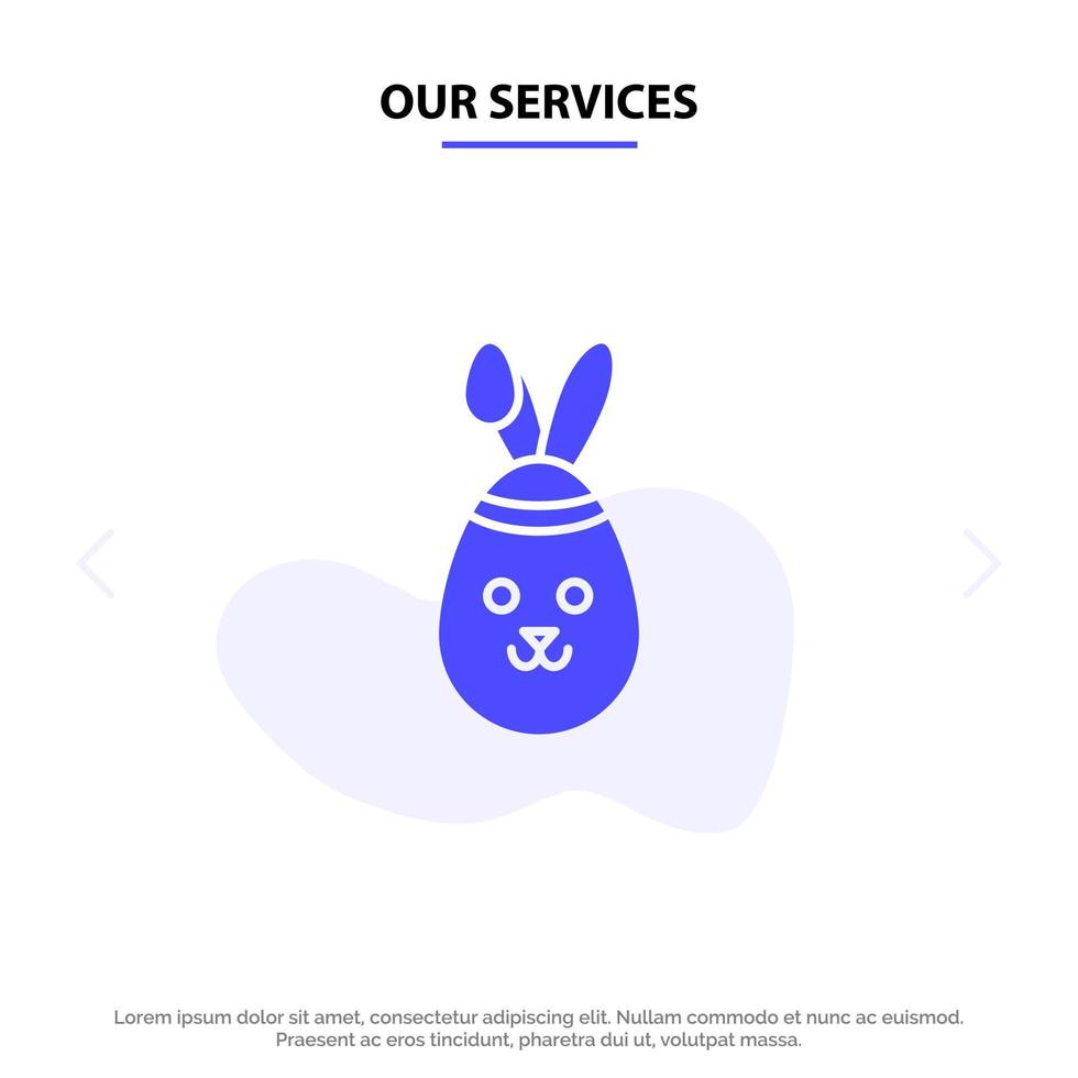 nos services lapin lapin de pâques icône de glyphe solide modèle de carte web vecteur