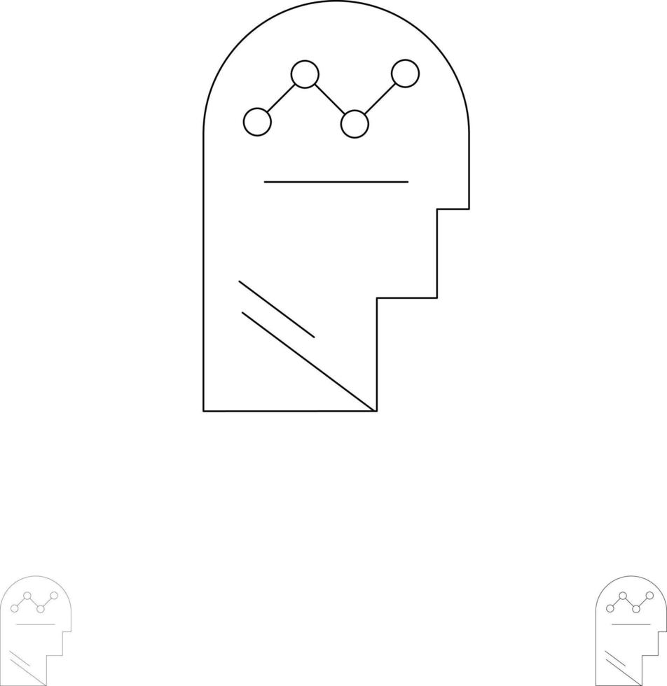processus utilisateur succès homme pensant jeu d'icônes de ligne noire audacieuse et mince vecteur