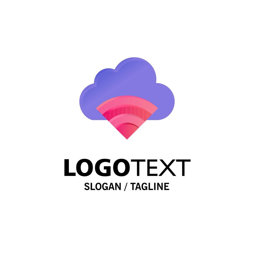 modèle de logo d'entreprise de signal wifi de connexion cloud couleur plate vecteur