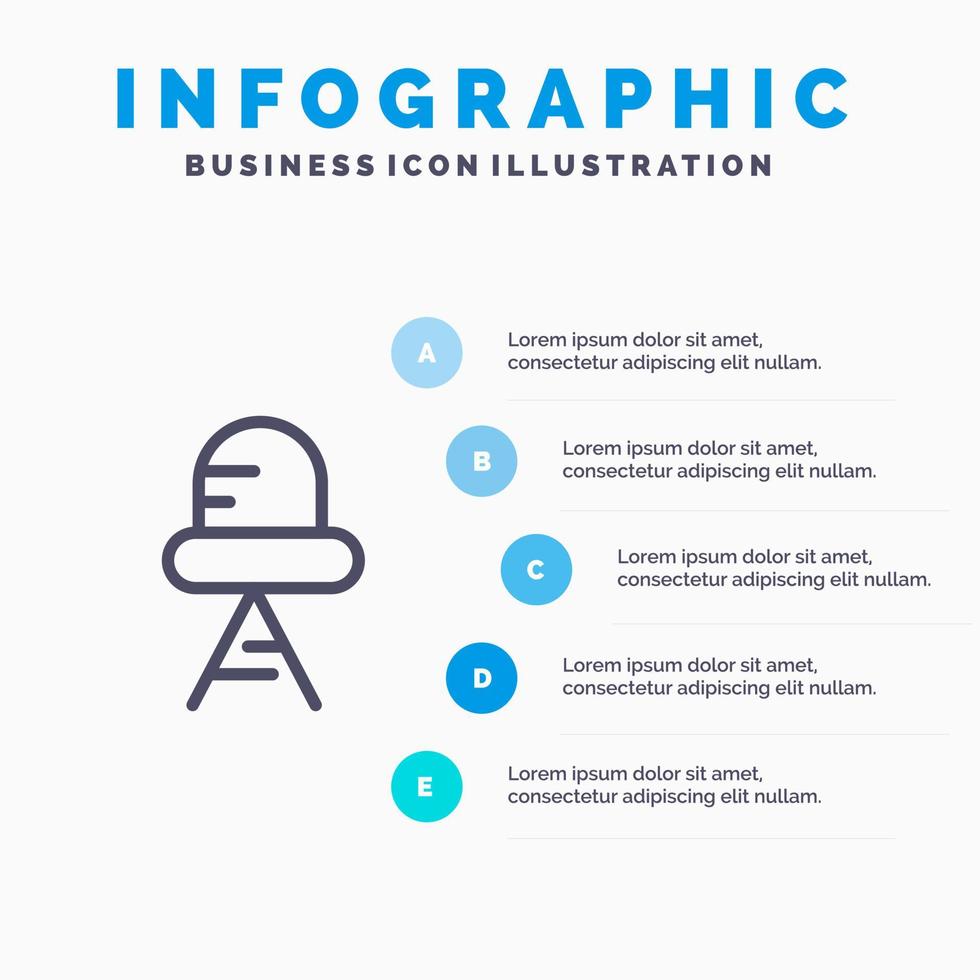 icône de ligne de lumière led diode avec fond d'infographie de présentation en 5 étapes vecteur