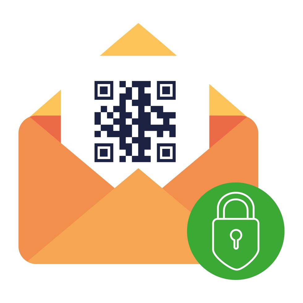 code qr à l'intérieur de l'enveloppe et de la conception de vecteur de cadenas