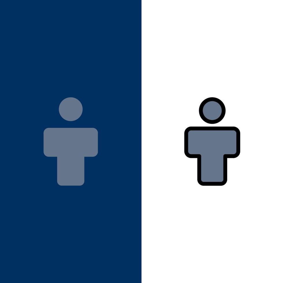 avatar mâle personnes profil icônes plat et ligne remplie icône ensemble vecteur fond bleu