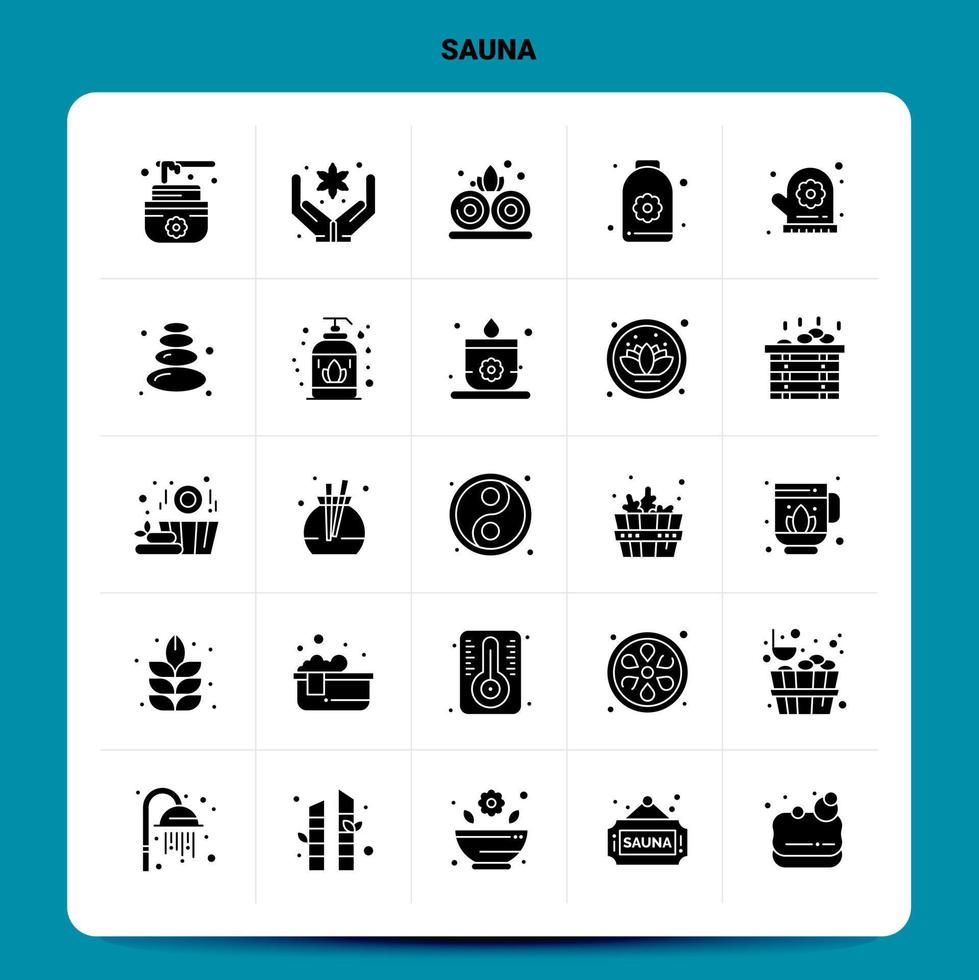 ensemble d'icônes de sauna solide 25 conception de style de glyphe vectoriel icônes noires définies idées d'affaires web et mobiles conception illustration vectorielle