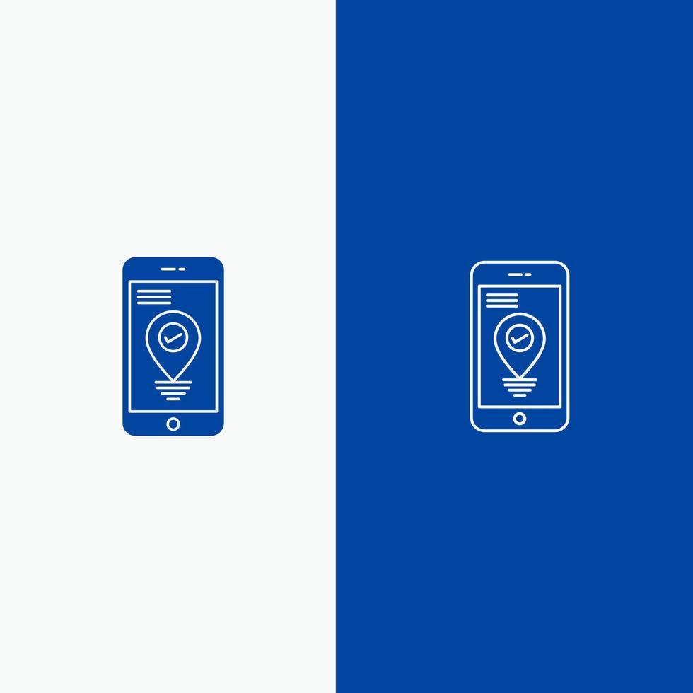 navigation emplacement pointeur smartphone ligne et glyphe icône solide bannière bleue ligne et glyphe icône solide bannière bleue vecteur